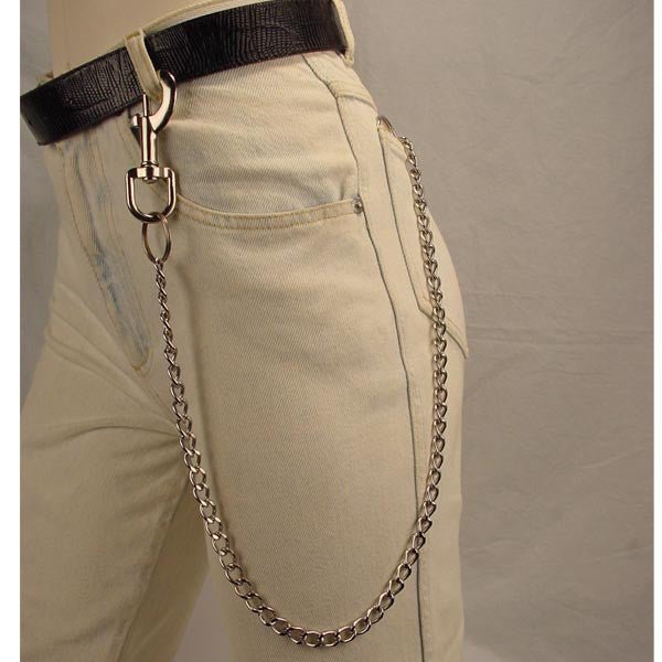 Chrome Jumbo Snap Clip Keychain with Long Heavy Chain
