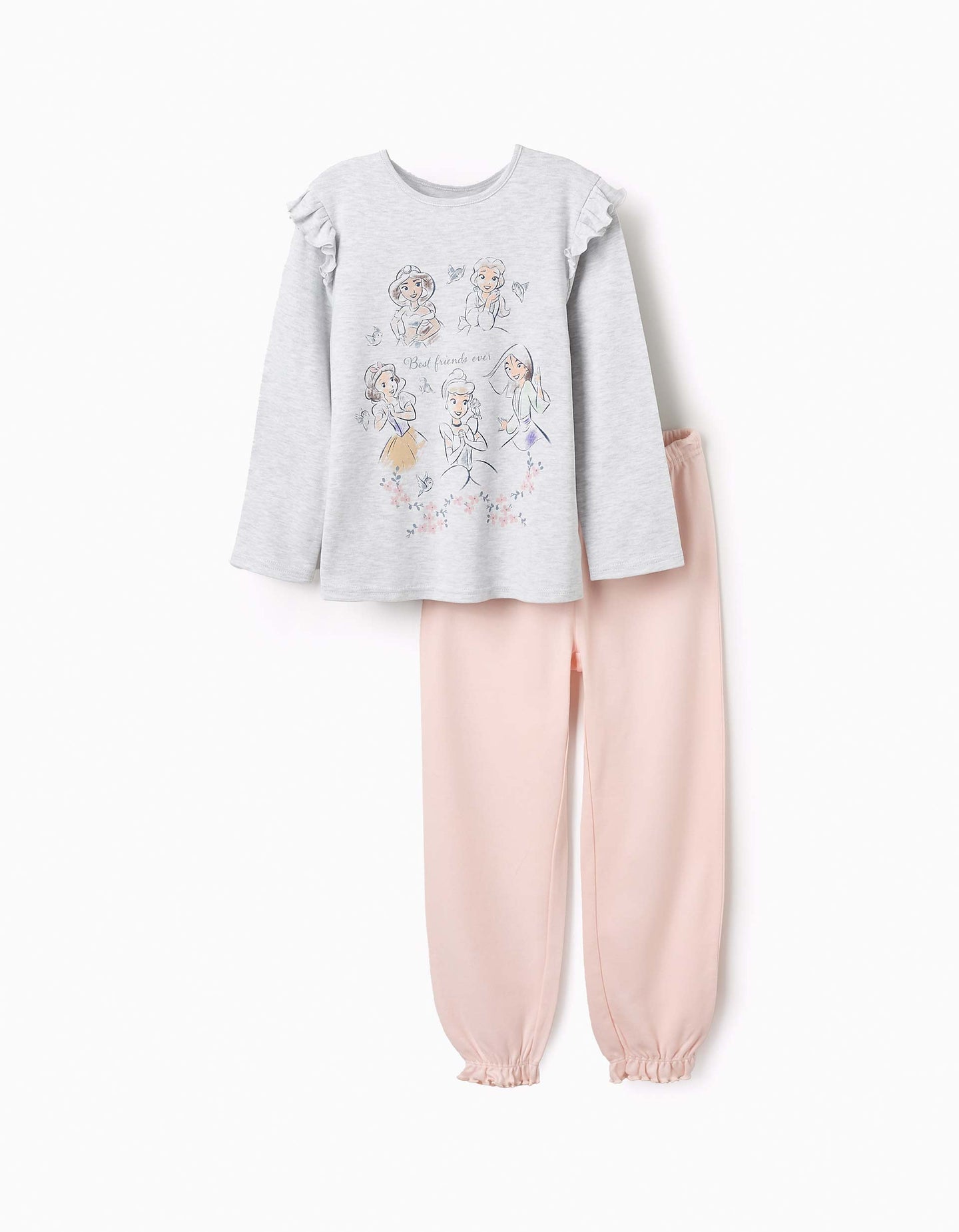 Pyjama en Coton pour Fille 'Princesses Disney', Rose, Gris