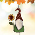 Gnome with Sunflower Hand Painted Metal Mobile Bouncy