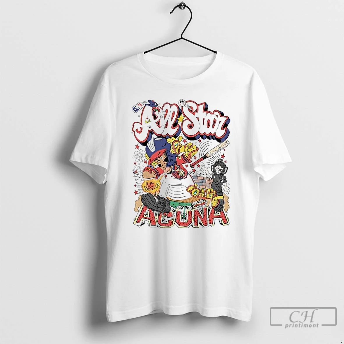 Premium Ronald Acuna Jr Atlanta Braves 2025 All Star Caricatue T Shirts Unisex T-shirt, Sweatshirt, Hoodie, Long Sleeve Tee