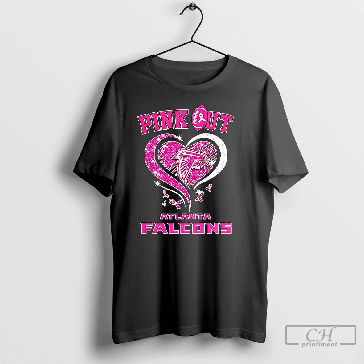 Premium Atlanta Falcons Football X Pink Out Pink Ribbon Diamond Heart T Shirts Unisex T-shirt, Sweatshirt, Hoodie, Long Sleeve Tee